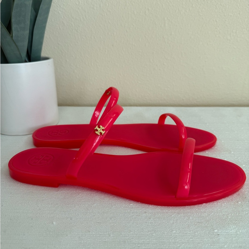 Tory Burch Hot Pink Strap Rubber Slide Sandals